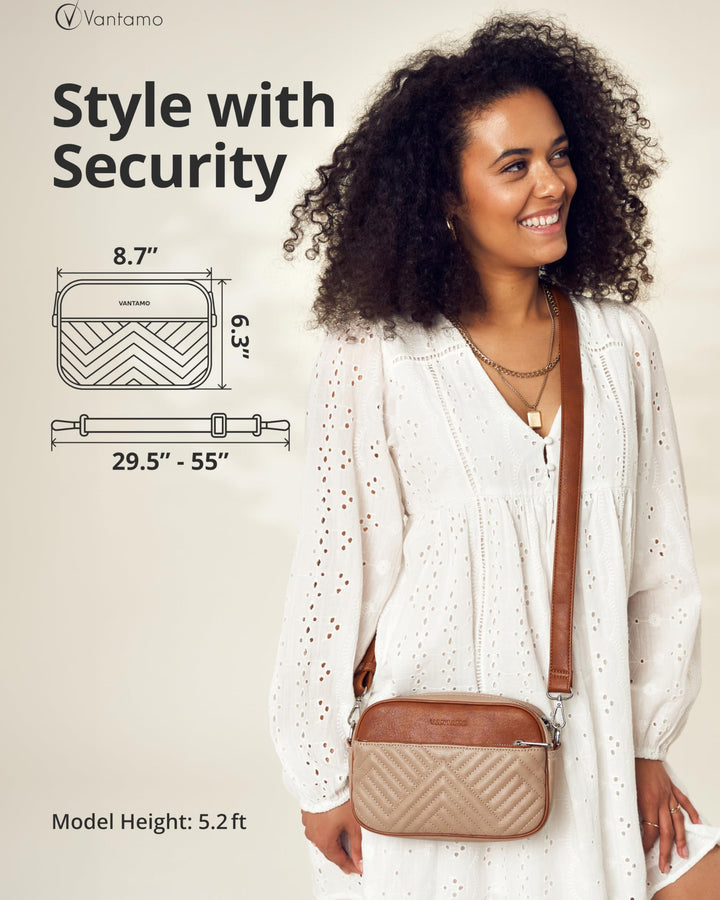 Quilted Crossbody Bags for Women with Anti-Pickpocket Clip