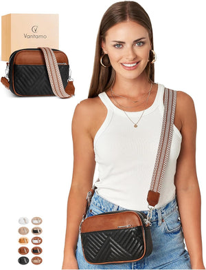 Vantamo Shoulder Bag for Women - Faux Leather Crossbody Bag with Anti Theft RFID Protection & Adjustable Strap.