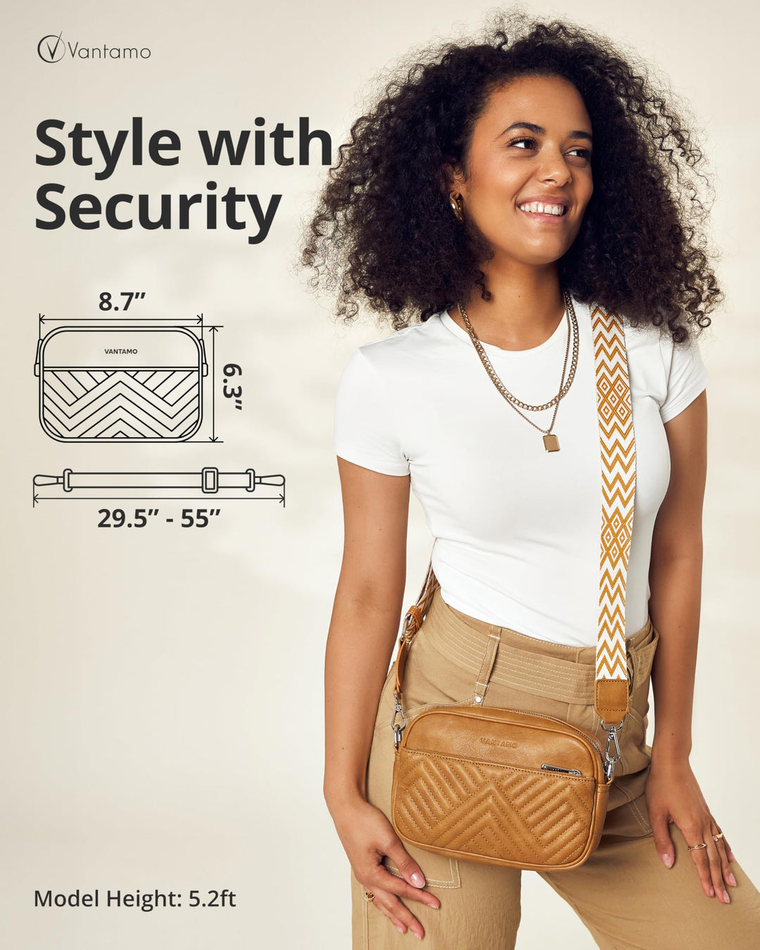 Quilted Crossbody Bags for Women with Anti-Pickpocket Clip
