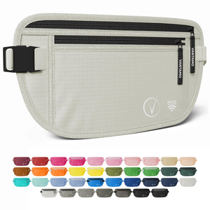 Vantamo Hidden Money Belt For Extra Safety, RFID Protected Ultra-Thin Fanny Pack, 2 Compartment Money Bag Fits Passport & Phone to Protect Valuables, Belt Bag for Traveling, Hiking & Walks
