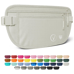Vantamo Hidden Money Belt For Extra Safety, RFID Protected Ultra-Thin Fanny Pack, 2 Compartment Money Bag Fits Passport & Phone to Protect Valuables, Belt Bag for Traveling, Hiking & Walks
