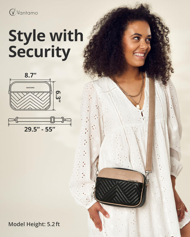 Quilted Crossbody Bags for Women with Anti-Pickpocket Clip