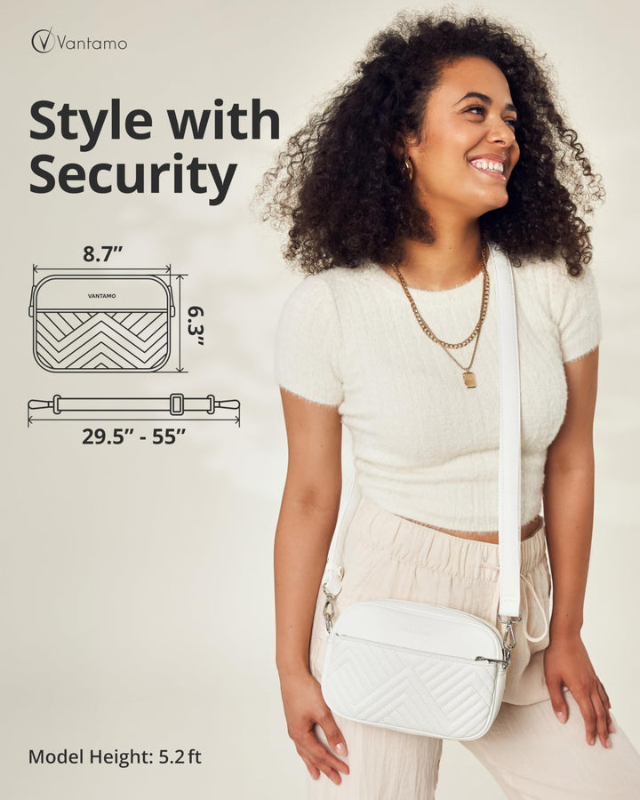 Quilted Crossbody Bags for Women with Anti-Pickpocket Clip