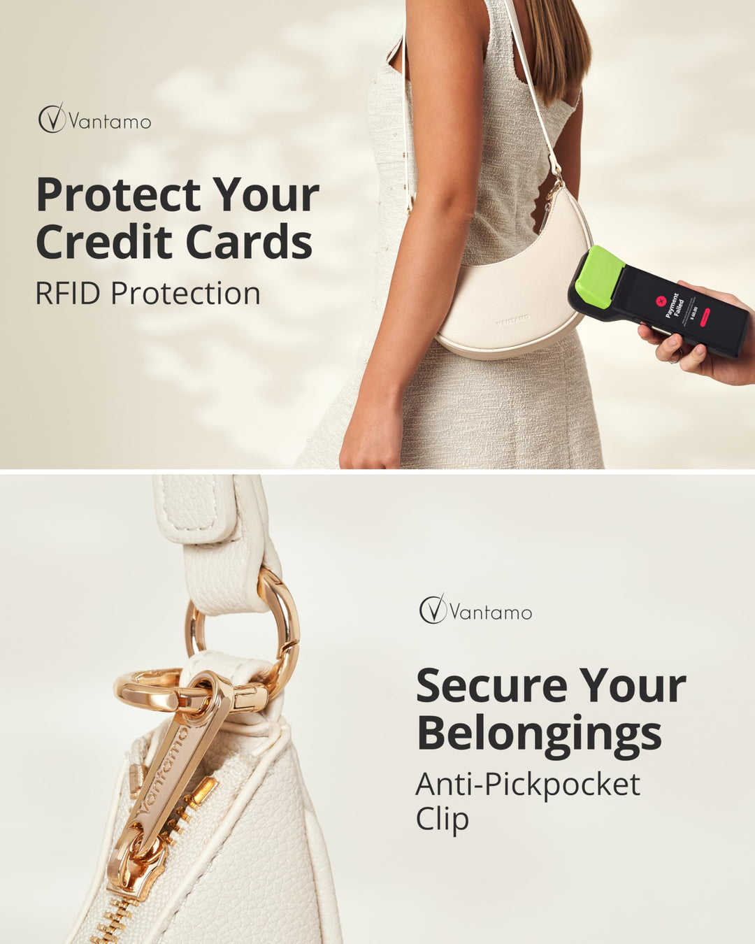 Crescent Bags For Women with RFID Protection