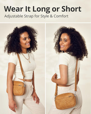 Vantamo Shoulder Bag for Women - Faux Leather Crossbody Bag with Anti Theft RFID Protection & Adjustable Strap.