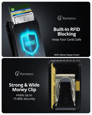 Vantamo Premium Wallet for Men with Money Clip & Card Holder, Compact & Slim Wallet with RFID, 8-12 Cards, Perfect Gifts for Men