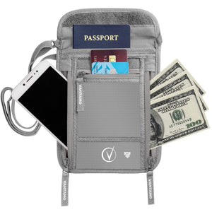 Vantamo Hidden Money Belt For Extra Safety, RFID Protected Ultra-Thin Fanny Pack, 2 Compartment Money Bag Fits Passport & Phone to Protect Valuables, Belt Bag for Traveling, Hiking & Walks
