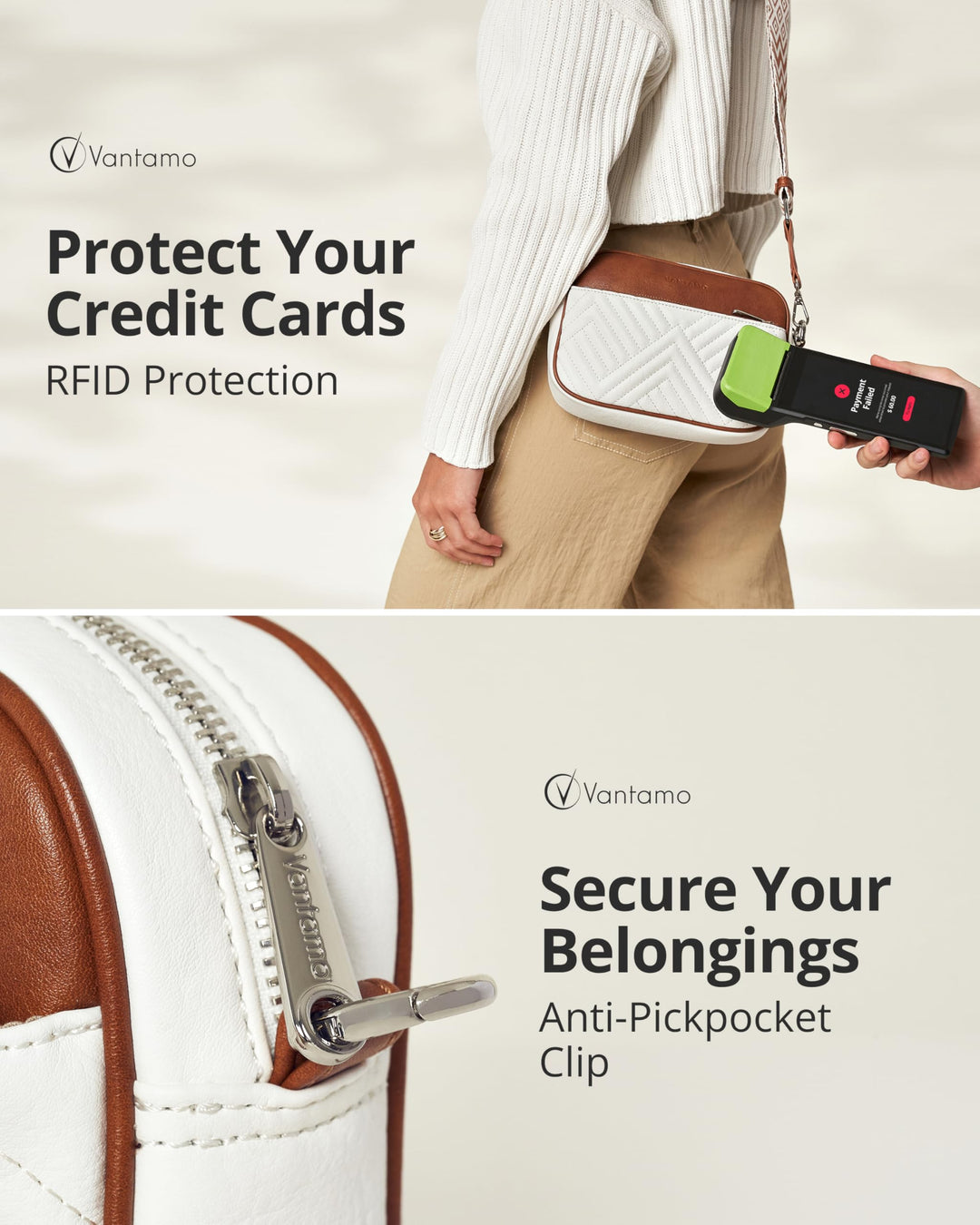 Quilted Crossbody Bags for Women with Anti-Pickpocket Clip