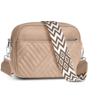 Vantamo Premium Quilted Crossbody Bags for Women with Anti-Pickpocket Clip, Vegan Leather Handbags, Travel Purses for Women