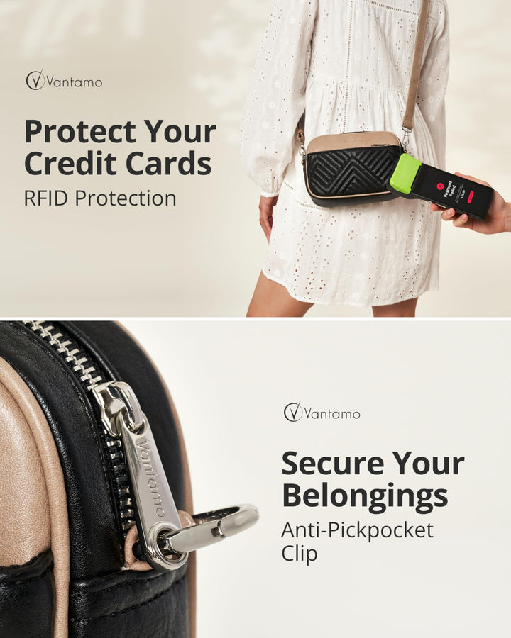 Quilted Crossbody Bags for Women with Anti-Pickpocket Clip