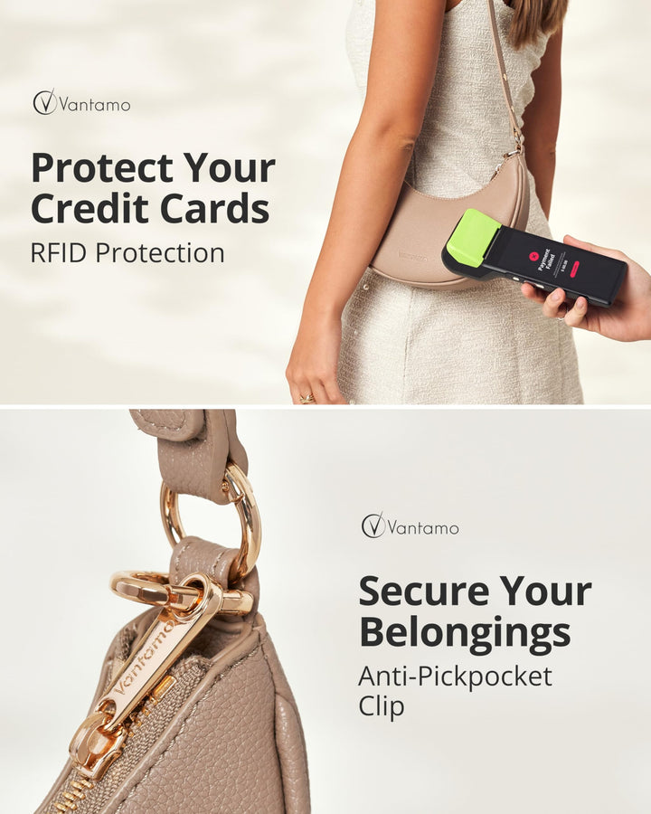 Crescent Bags For Women with RFID Protection