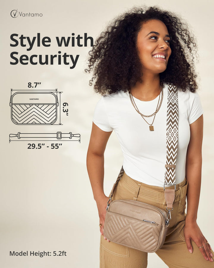 Quilted Crossbody Bags for Women with Anti-Pickpocket Clip