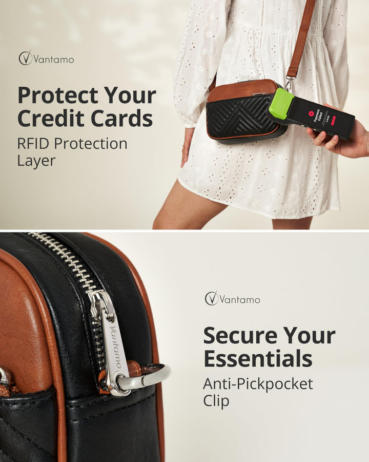 Quilted Crossbody Bags for Women with Anti-Pickpocket Clip