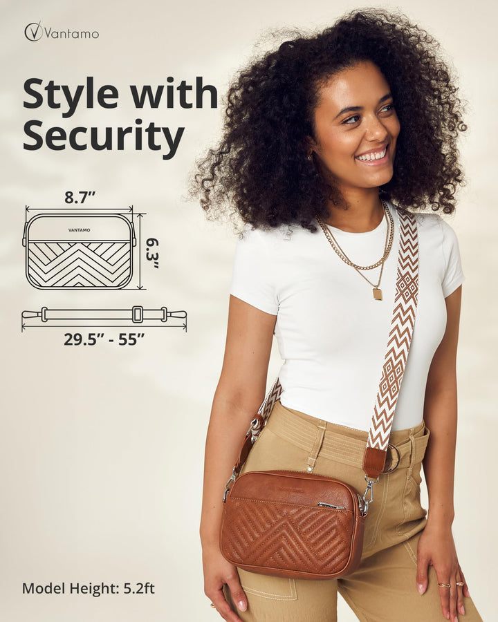 Quilted Crossbody Bags for Women with Anti-Pickpocket Clip