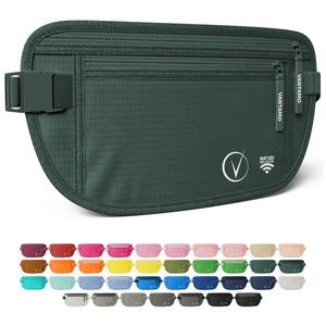 Vantamo Hidden Money Belt For Extra Safety, RFID Protected Ultra-Thin Fanny Pack, 2 Compartment Money Bag Fits Passport & Phone to Protect Valuables, Belt Bag for Traveling, Hiking & Walks