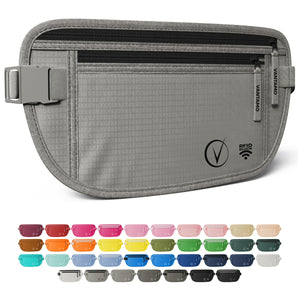 Vantamo Hidden Money Belt For Extra Safety, RFID Protected Ultra-Thin Fanny Pack, 2 Compartment Money Bag Fits Passport & Phone to Protect Valuables, Belt Bag for Traveling, Hiking & Walks