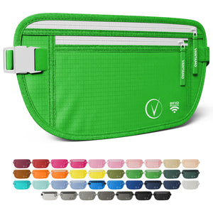 Vantamo Hidden Money Belt For Extra Safety, RFID Protected Ultra-Thin Fanny Pack, 2 Compartment Money Bag Fits Passport & Phone to Protect Valuables, Belt Bag for Traveling, Hiking & Walks