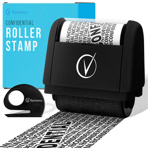 Vantamo Identity Protection Roller Stamps Wide Kit, Including 3-Pack Refills - Designed for Secure Confidential ID Blackout Security, Anti Theft and Privacy Safety (4-Pack Black)