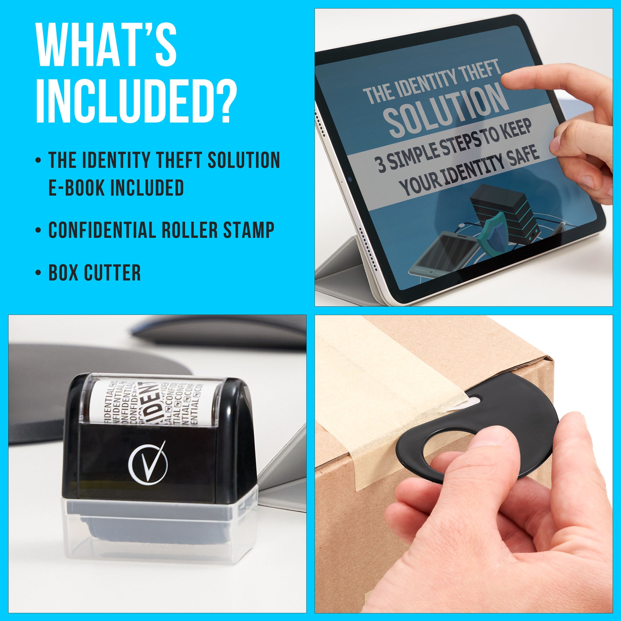 Identity Protection Roller Stamp With Box Cutter