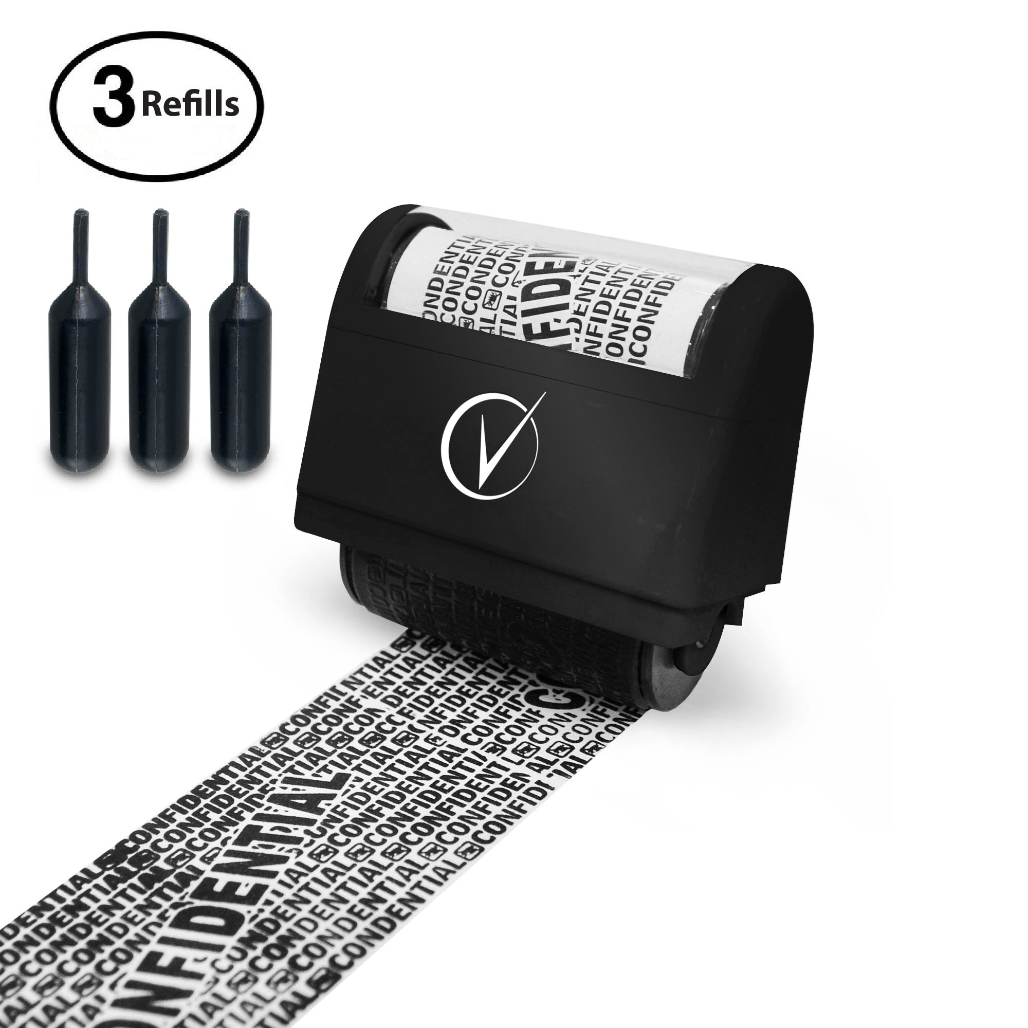 Vantamo Identity Theft Protection Roller Stamp Wide Kit, Including 3-Pack Refills
