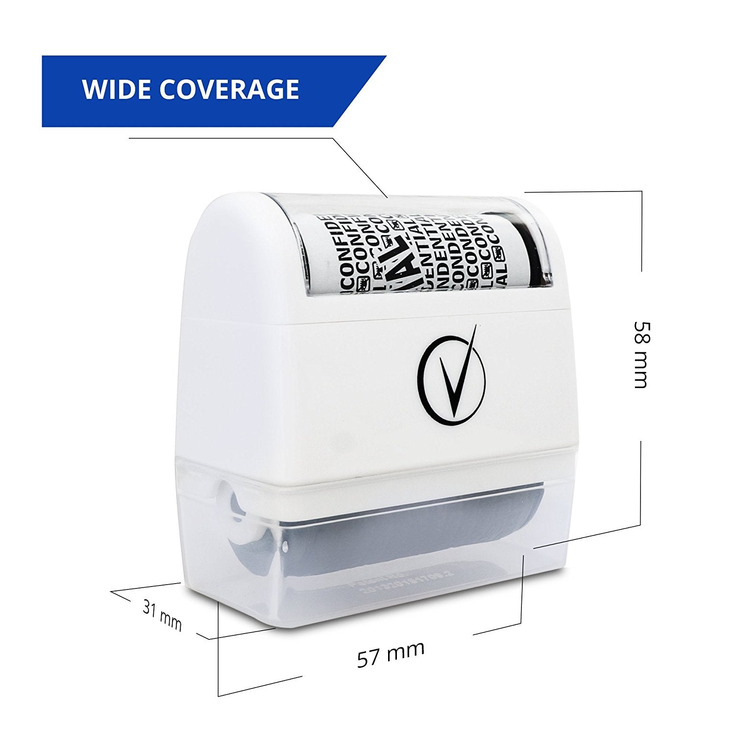 Vantamo Identity Theft Protection Roller Stamp Wide Kit, Including 3-Pack Refills